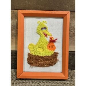 VTG Big Bird in a Nest Sesame Street Vintage Crewel Embroidery Kit 6x8" 70's